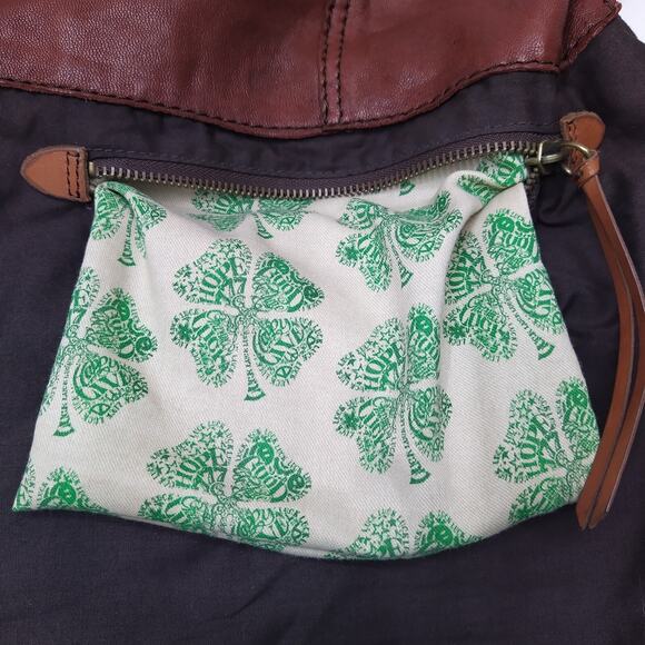 Lucky Brand Brown Leather Front Pockets Zipper Closure Shoulder Bag - Picture 12 of 13